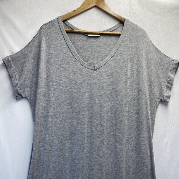 Reborn J V-Neck Short Sleeve Maxi Slit Dress Women Large Gray Side Pockets Used - Picture 16 of 16